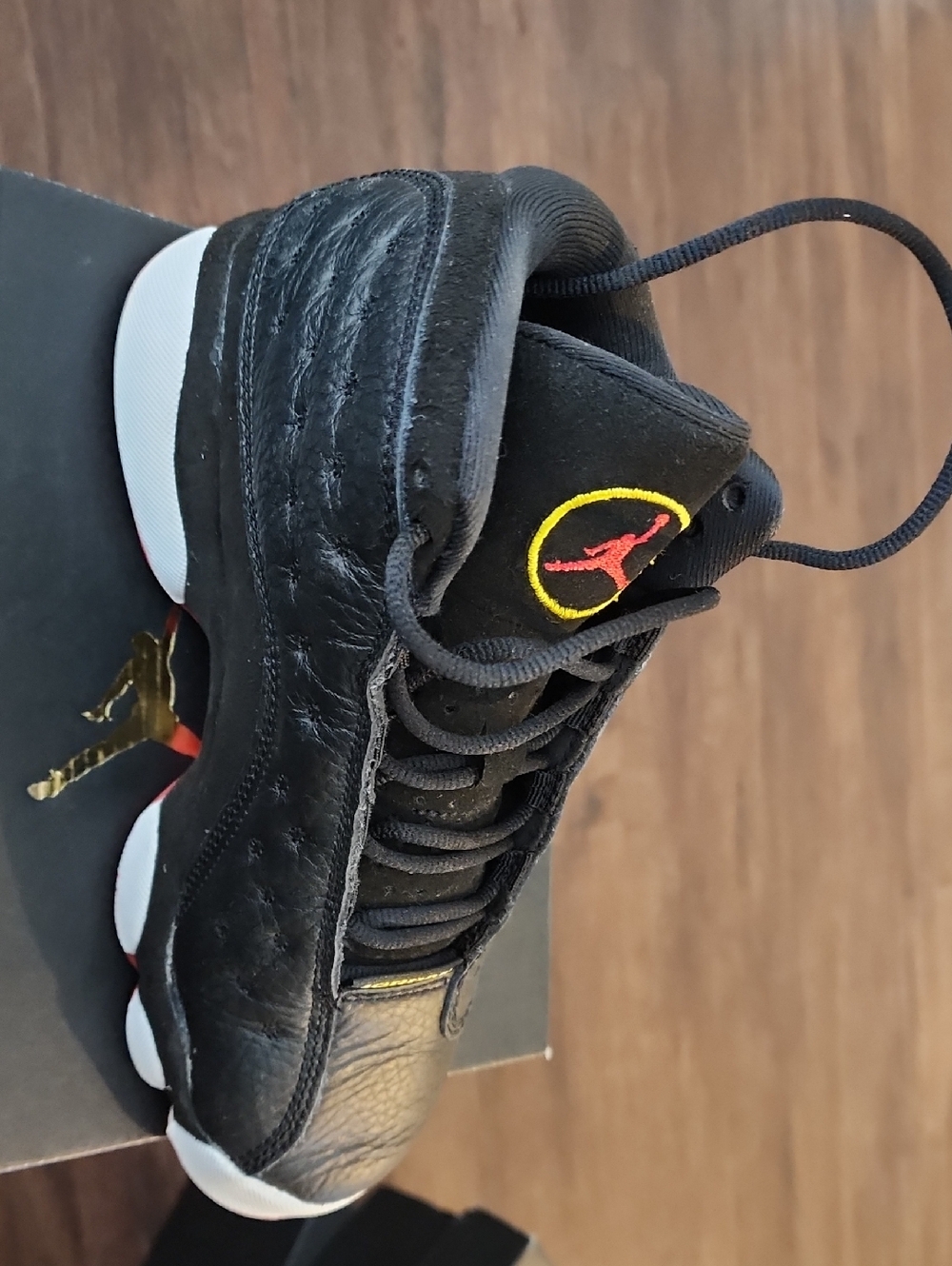 Jordan Kids Black Sneakers with Red and Yellow Jumpman